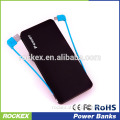 Newest rechargeable tablet OEM super slim portable thin power bank with built in cables
